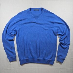Douglas Anthony Mens Blue V Neck Cotton Cashmere Blend Sweater Size Medium